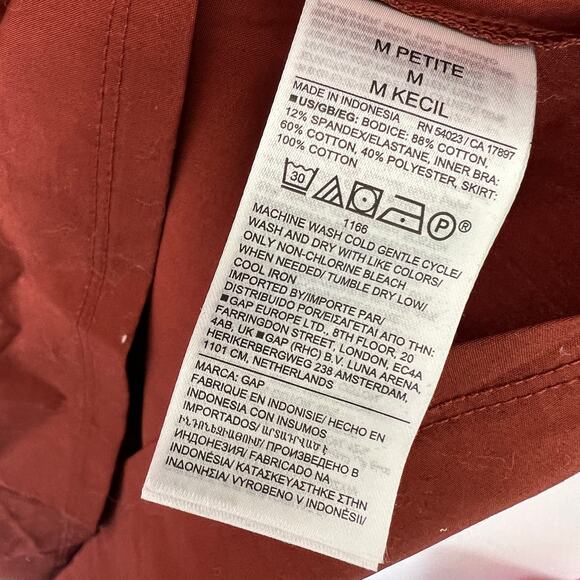 Gap Dress Mixed Media Midi Women's M Petite MP Brown Cotton Minimalist Pockets - Picture 11 of 12